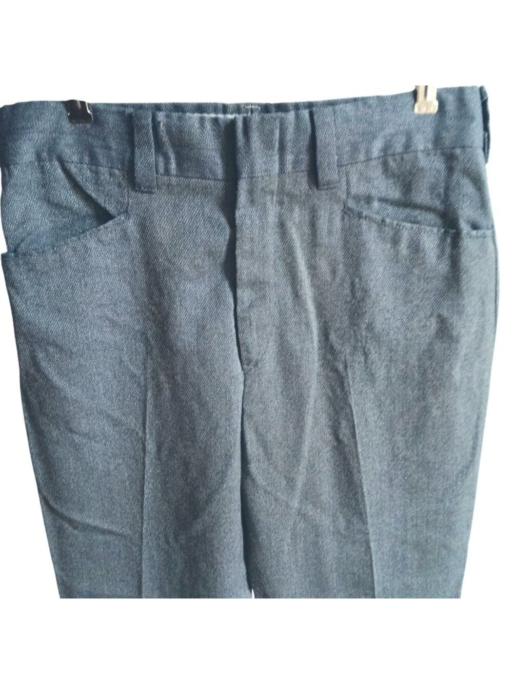 31x29 Vtg 1970's Mens Pants Gray Twill Dress With Pleats Western Flap Pockets